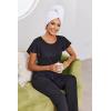 Ekouaer Pajamas for Women Set 2 Piece Comfy Loungewear, Lightweight Pjs Sleepwear, Short Sleeve Top & Long Pants with Pockets(Black+leopard Print)