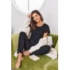 Ekouaer Pajamas for Women Set 2 Piece Comfy Loungewear, Lightweight Pjs Sleepwear, Short Sleeve Top & Long Pants with Pockets(Black+leopard Print)