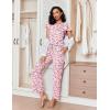 Ekouaer Pajamas for Women Set 2 Piece Comfy Loungewear, Lightweight Pjs Sleepwear, Short Sleeve Top & Long Pants with Pockets(Cups+loves)