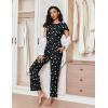 Ekouaer Pajamas for Women Set 2 Piece Comfy Loungewear, Lightweight Pjs Sleepwear, Short Sleeve Top & Long Pants with Pockets(Cups+wine Red)
