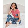 Ekouaer Pajamas for Women Set 2 Piece Comfy Loungewear, Lightweight Pjs Sleepwear, Short Sleeve Top & Long Pants with Pockets(Dogs+cats)