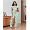 Ekouaer Pajamas for Women Set 2 Piece Comfy Loungewear, Lightweight Pjs Sleepwear, Short Sleeve Top & Long Pants with Pockets(Green Flowers+beige Flowers)