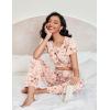 Ekouaer Pajamas for Women Set 2 Piece Comfy Loungewear, Lightweight Pjs Sleepwear, Short Sleeve Top & Long Pants with Pockets(Green Flowers+beige Flowers)