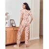 Ekouaer Pajamas for Women Set 2 Piece Comfy Loungewear, Lightweight Pjs Sleepwear, Short Sleeve Top & Long Pants with Pockets(Green Flowers+beige Flowers)