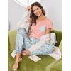 Ekouaer Pajamas for Women Set 2 Piece Comfy Loungewear, Lightweight Pjs Sleepwear, Short Sleeve Top & Long Pants with Pockets(Light Blue Floral+pink Fruit)