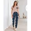 Ekouaer Pajamas for Women Set 2 Piece Comfy Loungewear, Lightweight Pjs Sleepwear, Short Sleeve Top & Long Pants with Pockets(Lotus Color Floral+green Floral)