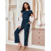 Ekouaer Pajamas for Women Set 2 Piece Comfy Loungewear, Lightweight Pjs Sleepwear, Short Sleeve Top & Long Pants with Pockets(Moon+stars)