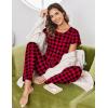 Ekouaer Pajamas for Women Set 2 Piece Comfy Loungewear, Lightweight Pjs Sleepwear, Short Sleeve Top & Long Pants with Pockets(Red Plaid+black Plaid)