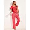 Ekouaer Pajamas for Women Set 2 Piece Comfy Loungewear, Lightweight Pjs Sleepwear, Short Sleeve Top & Long Pants with Pockets(Red Stripes+blue Polka Dots)