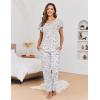 Ekouaer Pajamas for Women Set 2 Piece Comfy Loungewear, Lightweight Pjs Sleepwear, Short Sleeve Top & Long Pants with Pockets(Star+cup)