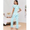 Ekouaer Pajamas for Women Set 2 Piece Comfy Loungewear, Lightweight Pjs Sleepwear, Short Sleeve Top & Long Pants with Pockets(Star+cup)