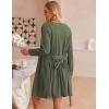 Ekouaer Pajamas for Women Set 3 Piece Lounge Set Soft Pajama Sets Waffle Knit Tank Top and Shorts Cardigan with Pockets S-XXL(Army Green)