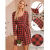 Ekouaer Pajamas for Women Set 3 Piece Lounge Set Soft Pajama Sets Waffle Knit Tank Top and Shorts Cardigan with Pockets S-XXL(Black and Red Plaid)
