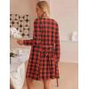 Ekouaer Pajamas for Women Set 3 Piece Lounge Set Soft Pajama Sets Waffle Knit Tank Top and Shorts Cardigan with Pockets S-XXL(Black and Red Plaid)