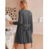 Ekouaer Pajamas for Women Set 3 Piece Lounge Set Soft Pajama Sets Waffle Knit Tank Top and Shorts Cardigan with Pockets S-XXL(Grey)