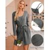Ekouaer Pajamas for Women Set 3 Piece Lounge Set Soft Pajama Sets Waffle Knit Tank Top and Shorts Cardigan with Pockets S-XXL(Grey)