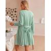 Ekouaer Pajamas for Women Set 3 Piece Lounge Set Soft Pajama Sets Waffle Knit Tank Top and Shorts Cardigan with Pockets S-XXL(Grey Green)