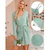 Ekouaer Pajamas for Women Set 3 Piece Lounge Set Soft Pajama Sets Waffle Knit Tank Top and Shorts Cardigan with Pockets S-XXL(Grey Green)