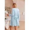 Ekouaer Pajamas for Women Set 3 Piece Lounge Set Soft Pajama Sets Waffle Knit Tank Top and Shorts Cardigan with Pockets S-XXL(Light Blue)