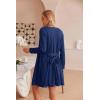 Ekouaer Pajamas for Women Set 3 Piece Lounge Set Soft Pajama Sets Waffle Knit Tank Top and Shorts Cardigan with Pockets S-XXL(Navy Blue)