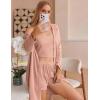 Ekouaer Pajamas for Women Set 3 Piece Lounge Set Soft Pajama Sets Waffle Knit Tank Top and Shorts Cardigan with Pockets S-XXL(Pink)