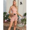 Ekouaer Pajamas for Women Set 3 Piece Lounge Set Soft Pajama Sets Waffle Knit Tank Top and Shorts Cardigan with Pockets S-XXL(Pink)