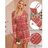 Ekouaer Pajamas for Women Set 3 Piece Lounge Set Soft Pajama Sets Waffle Knit Tank Top and Shorts Cardigan with Pockets S-XXL(Red Christmas Pattern)