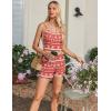 Ekouaer Pajamas for Women Set 3 Piece Lounge Set Soft Pajama Sets Waffle Knit Tank Top and Shorts Cardigan with Pockets S-XXL(Red Christmas Pattern)