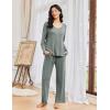 Ekouaer Pajamas for Women Set Long Sleeve 2 Piece Lounge Sets V Neck Matching Pjs Soft Sleepwear Fall Winter S-XXL(Army Green)