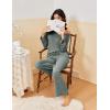 Ekouaer Pajamas for Women Set Long Sleeve 2 Piece Lounge Sets V Neck Matching Pjs Soft Sleepwear Fall Winter S-XXL(Army Green)