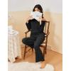 Ekouaer Pajamas for Women Set Long Sleeve 2 Piece Lounge Sets V Neck Matching Pjs Soft Sleepwear Fall Winter S-XXL(Black)