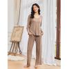 Ekouaer Pajamas for Women Set Long Sleeve 2 Piece Lounge Sets V Neck Matching Pjs Soft Sleepwear Fall Winter S-XXL(Brown)