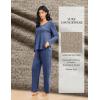 Ekouaer Pajamas for Women Set Long Sleeve 2 Piece Lounge Sets V Neck Matching Pjs Soft Sleepwear Fall Winter S-XXL(Dark Navy)