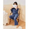 Ekouaer Pajamas for Women Set Long Sleeve 2 Piece Lounge Sets V Neck Matching Pjs Soft Sleepwear Fall Winter S-XXL(Dark Navy)