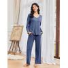 Ekouaer Pajamas for Women Set Long Sleeve 2 Piece Lounge Sets V Neck Matching Pjs Soft Sleepwear Fall Winter S-XXL(Dark Navy)