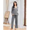 Ekouaer Pajamas for Women Set Long Sleeve 2 Piece Lounge Sets V Neck Matching Pjs Soft Sleepwear Fall Winter S-XXL(Grey)
