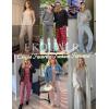 Ekouaer Pajamas for Women Set Long Sleeve 2 Piece Lounge Sets V Neck Matching Pjs Soft Sleepwear Fall Winter S-XXL(Khaki)