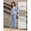 Ekouaer Pajamas for Women Set Long Sleeve 2 Piece Lounge Sets V Neck Matching Pjs Soft Sleepwear Fall Winter S-XXL(Light Blue)