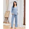 Ekouaer Pajamas for Women Set Long Sleeve 2 Piece Lounge Sets V Neck Matching Pjs Soft Sleepwear Fall Winter S-XXL(Light Blue)
