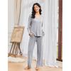Ekouaer Pajamas for Women Set Long Sleeve 2 Piece Lounge Sets V Neck Matching Pjs Soft Sleepwear Fall Winter S-XXL(Light Grey)