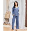 Ekouaer Pajamas for Women Set Long Sleeve 2 Piece Lounge Sets V Neck Matching Pjs Soft Sleepwear Fall Winter S-XXL(Navy Blue)
