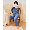 Ekouaer Pajamas for Women Set Long Sleeve 2 Piece Lounge Sets V Neck Matching Pjs Soft Sleepwear Fall Winter S-XXL(Navy Blue)