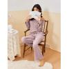 Ekouaer Pajamas for Women Set Long Sleeve 2 Piece Lounge Sets V Neck Matching Pjs Soft Sleepwear Fall Winter S-XXL(Pink)