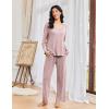 Ekouaer Pajamas for Women Set Long Sleeve 2 Piece Lounge Sets V Neck Matching Pjs Soft Sleepwear Fall Winter S-XXL(Pink)