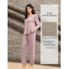 Ekouaer Pajamas for Women Set Long Sleeve 2 Piece Lounge Sets V Neck Matching Pjs Soft Sleepwear Fall Winter S-XXL(Pink)