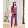 Ekouaer Pajamas for Women Set Long Sleeve 2 Piece Lounge Sets V Neck Matching Pjs Soft Sleepwear Fall Winter S-XXL(Red)