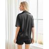 Ekouaer Pajamas for Women Silk Satin Pjs Soft Sleepwear Short Sleeve Button Down Pjs Top and Shorts 2 Piece Lounge Set S-XXL(Black)