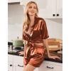 Ekouaer Pajamas for Women Silk Satin Pjs Soft Sleepwear Short Sleeve Button Down Pjs Top and Shorts 2 Piece Lounge Set S-XXL(Caramel)