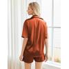 Ekouaer Pajamas for Women Silk Satin Pjs Soft Sleepwear Short Sleeve Button Down Pjs Top and Shorts 2 Piece Lounge Set S-XXL(Caramel)