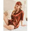 Ekouaer Pajamas for Women Silk Satin Pjs Soft Sleepwear Short Sleeve Button Down Pjs Top and Shorts 2 Piece Lounge Set S-XXL(Caramel)